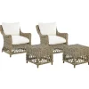Gartensessel Mit Hocker Rattan Naturlich 2Er Set Auflagen Cremeweis Ribolla