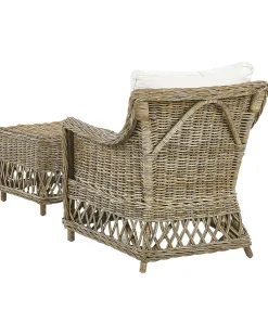 Gartensessel Mit Hocker Rattan Naturlich 2Er Set Auflagen Cremeweis Ribolla