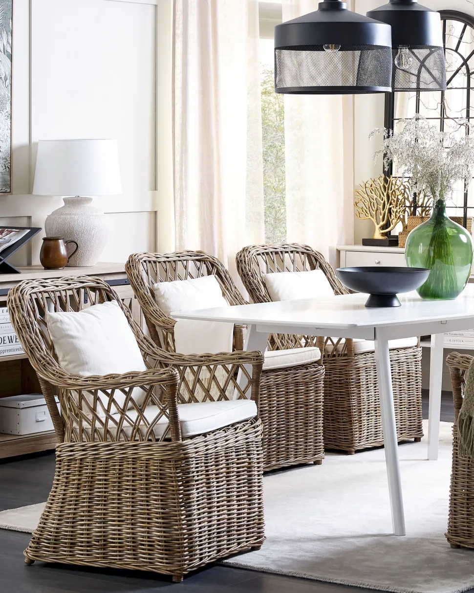 Gartensessel Rattan Naturlich Auflagen Cremeweis Maros