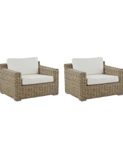 Gartensessel Rattan Naturlich 2Er Set Auflagen Cremeweis Ardea