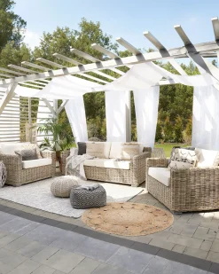 Gartensessel Rattan Naturlich 2Er Set Auflagen Cremeweis Ardea