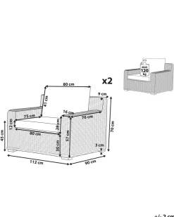 Gartensessel Rattan Naturlich 2Er Set Auflagen Cremeweis Ardea