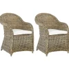Gartensessel Rattan Naturlich 2Er Set Auflagen Cremeweis Susua