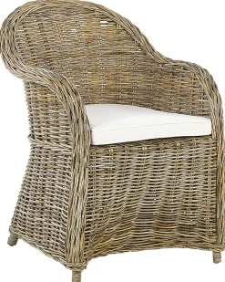 Gartensessel Rattan Naturlich 2Er Set Auflagen Cremeweis Susua