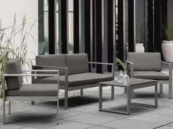 Gartensofa Aluminium 2-Sitzer Auflagen Dunkelgrau Salerno