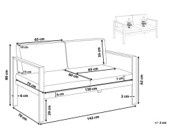 Gartensofa Aluminium 2-Sitzer Auflagen Dunkelgrau Salerno
