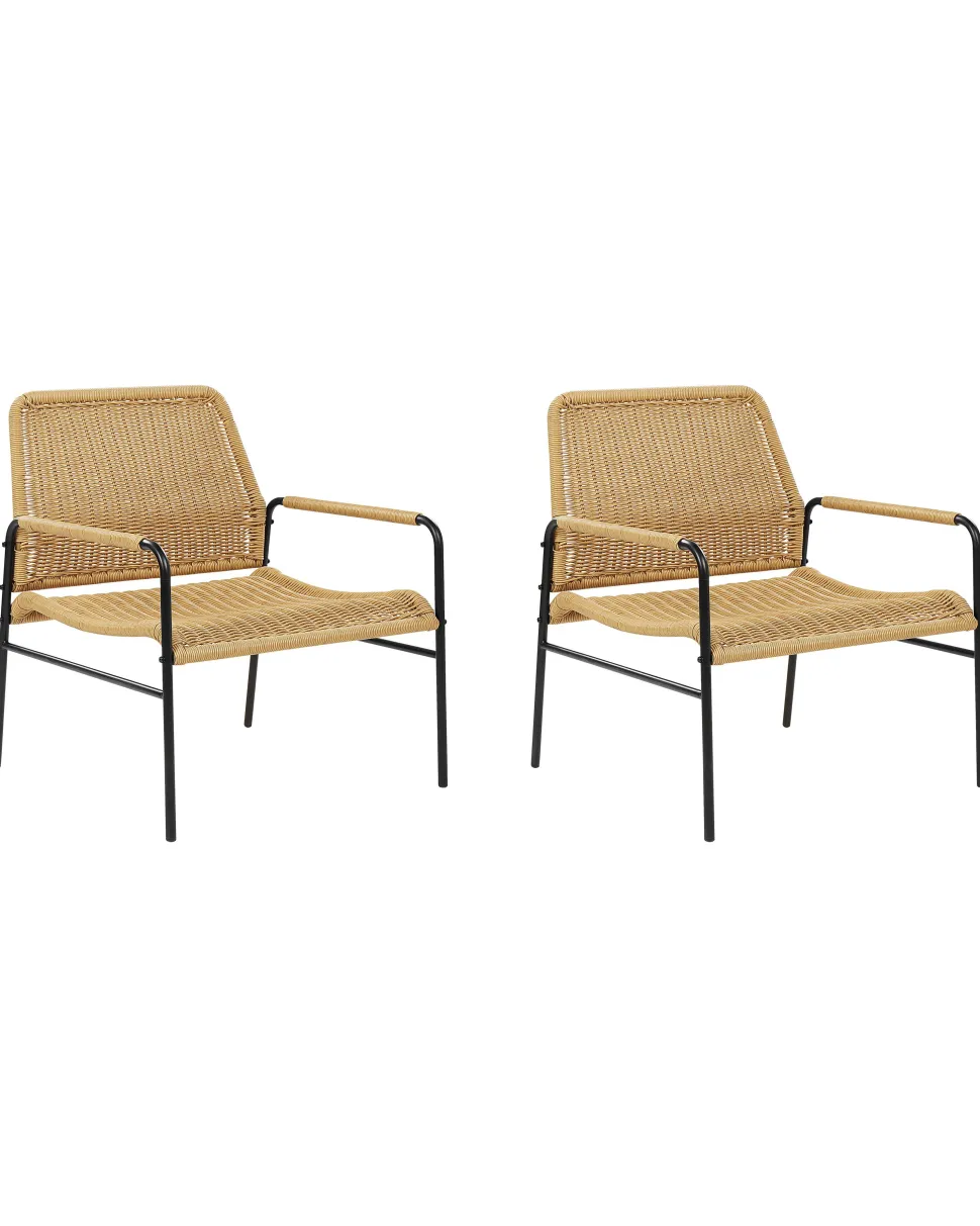 GartenStühle Aus Rattan 2Er Set Natur Prasimo