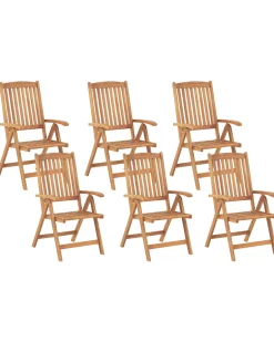 Gartenstuhl Akazienholz Hellbraun Verstellbar 6Er Set Java