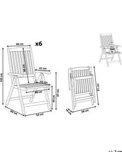 Gartenstuhl Akazienholz Hellbraun Verstellbar 6Er Set Java
