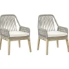 Gartenstuhl Beige / Heller Holzfarbton 2Er Set Auflagen Cremeweis Olbia