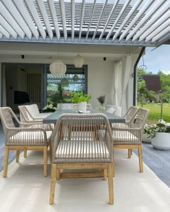 Gartenstuhl Beige / Heller Holzfarbton 2Er Set Auflagen Cremeweis Olbia