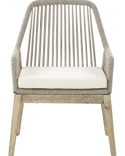 Gartenstuhl Beige / Heller Holzfarbton 2Er Set Auflagen Cremeweis Olbia