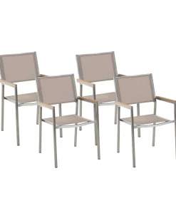 Gartenstuhl Beige 4Er Set Edelstahl Grosseto
