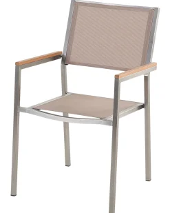 Gartenstuhl Beige 4Er Set Edelstahl Grosseto