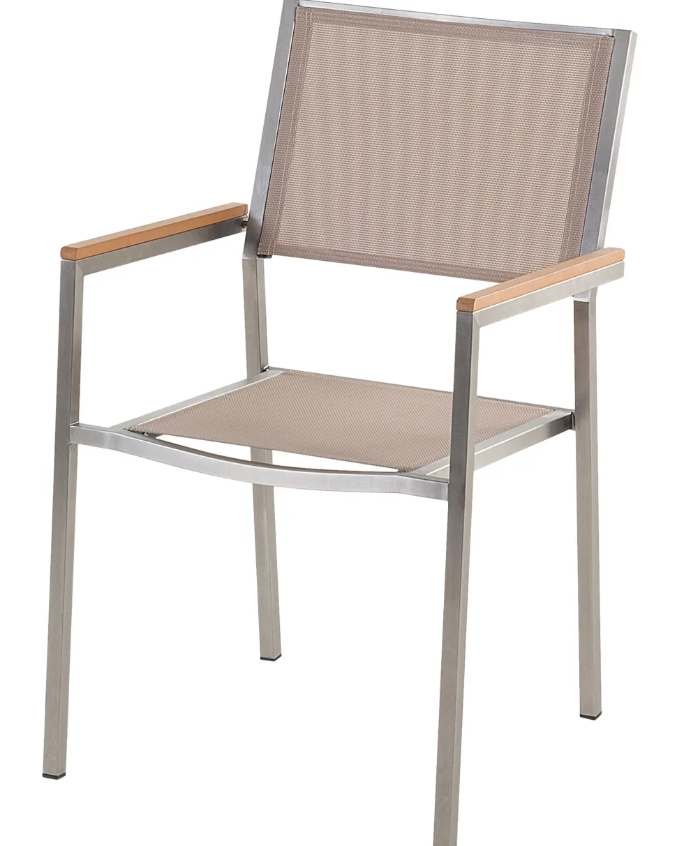 Gartenstuhl Beige 6Er Set Edelstahl Grosseto