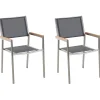 Gartenstuhl Grau 2Er Set Edelstahl Grosseto