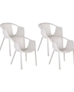 Gartenstuhl Kunststoff Beige 4Er Set Napoli