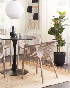 Gartenstuhl Kunststoff Beige 4Er Set Napoli