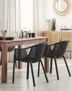 Gartenstuhl Kunststoff Schwarz 4Er Set Napoli