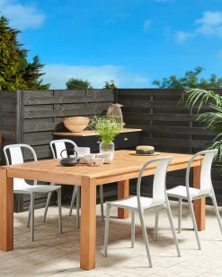 Gartenstuhl Kunststoff Weis / Grau 4Er Set Spezia
