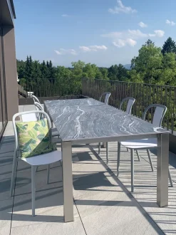 Gartenstuhl Kunststoff Weis / Grau 6Er Set Spezia