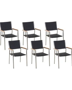 Gartenstuhl Rattan 6Er Set Edelstahl Grosseto