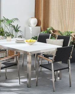 Gartenstuhl Rattan 6Er Set Edelstahl Grosseto