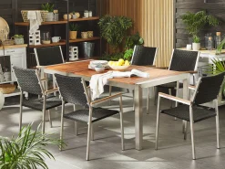 Gartenstuhl Rattan 6Er Set Edelstahl Grosseto