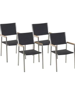 Gartenstuhl Rattan 4Er Set Edelstahl Grosseto