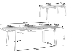 Gartentisch Akazienholz Dunkelbraun 180 / 240 X 100 Cm Ausziehbar Cesana