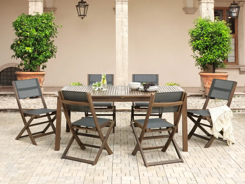 Gartentisch Akazienholz Dunkelbraun 180 / 240 X 100 Cm Ausziehbar Cesana