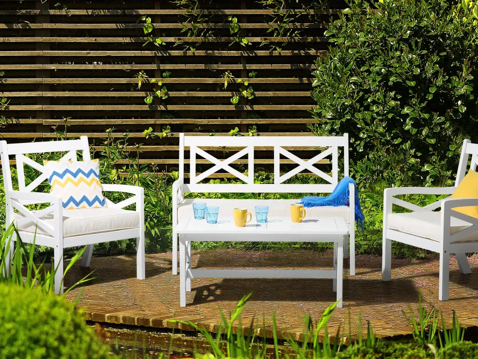 Gartentisch Akazienholz Weis 100 X 55 Cm Baltic