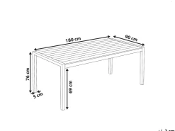 Gartentisch Aluminium Grau 180 X 90 Cm Vernio