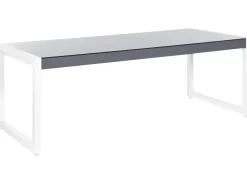 Gartentisch Aluminium Grau / Weis 210 X 90 Cm Bacoli