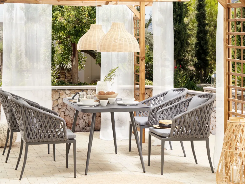Gartentisch Aluminium Grau 140 X 80 Cm Lipari