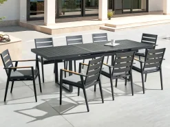 Gartentisch Aluminium Schwarz 180 / 240 X 90 Cm Ausziehbar Valcanetto