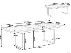 Gartentisch Aluminium Schwarz 180 / 240 X 90 Cm Ausziehbar Valcanetto
