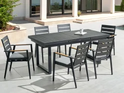 Gartentisch Aluminium Schwarz 180 / 240 X 90 Cm Ausziehbar Valcanetto