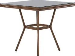 Gartentisch Aluminium Schwarz / Dunkler Holzfarbton 80 X 80 Cm Caspri