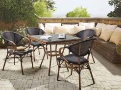 Gartentisch Aluminium Schwarz / Dunkler Holzfarbton 80 X 80 Cm Caspri