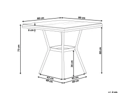 Gartentisch Aluminium Schwarz / Dunkler Holzfarbton 80 X 80 Cm Caspri