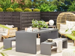 Gartentisch Beton Grau U-Form 180 X 90 Cm Taranto