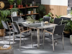 Gartentisch Edelstahl/Granit Grau Poliert 180 X 90 Cm Grosseto