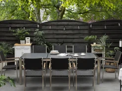 Gartentisch Edelstahl/Naturstein Schwarz Geflammt 220 X 100 Cm Grosseto