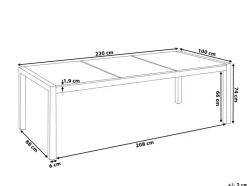Gartentisch Edelstahl/Naturstein Schwarz Geflammt 220 X 100 Cm Grosseto