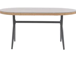 Gartentisch Glas / Rattan Beige 160 X 94 Cm Aliano