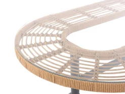 Gartentisch Glas / Rattan Beige 160 X 94 Cm Aliano