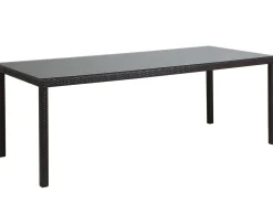 Gartentisch Rattan Dunkelbraun 220 X 100 Cm Italy