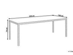 Gartentisch Rattan Dunkelbraun 220 X 100 Cm Italy