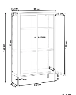 Glasvitrine Metall Weis 150 Cm Nash